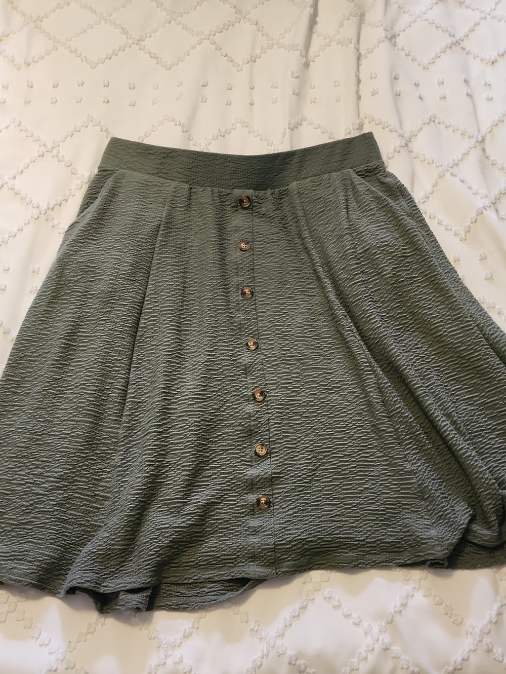 torrid Olive Green Textured Button-Front Skater Skirt